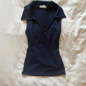 T.J.Maxx Deep Blue Collared Tank Top